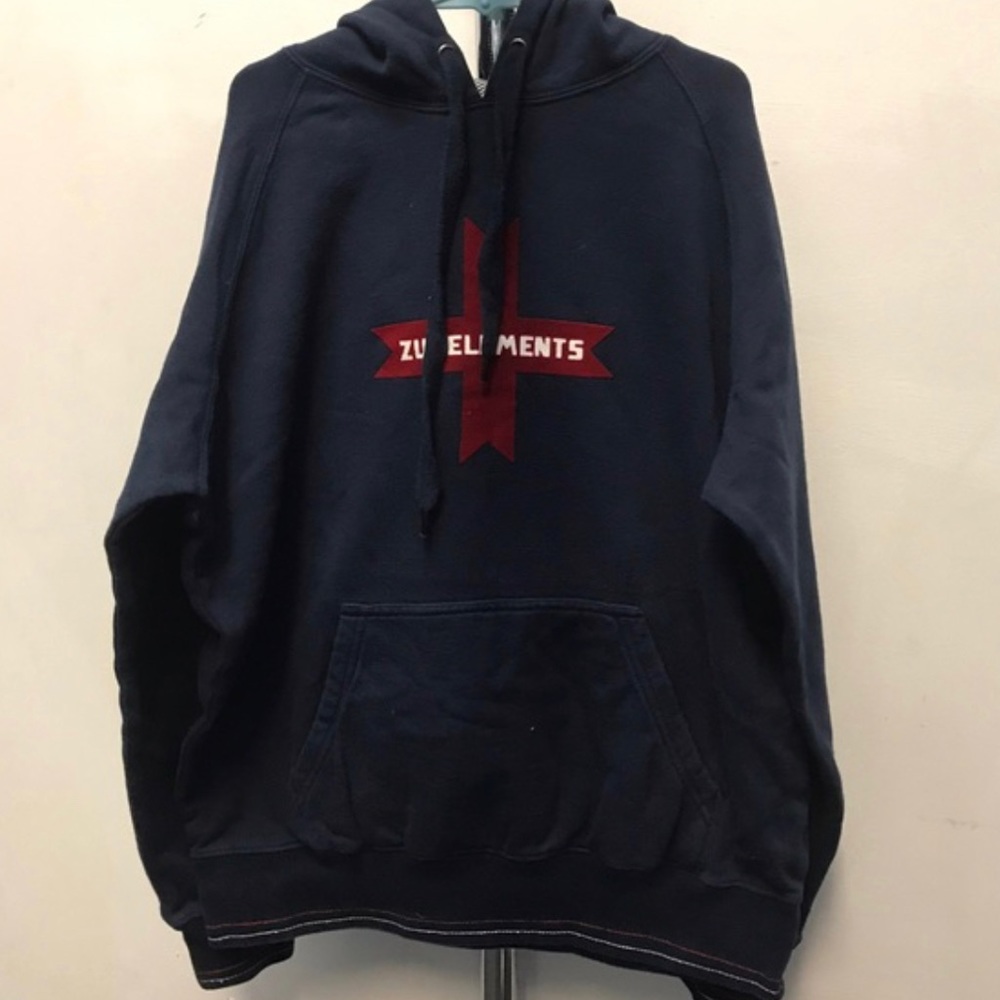 ZU ELEMENTS Navy Cotton Sweatshirt Hoodie Sz 14